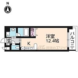 花 1Kの間取図画像