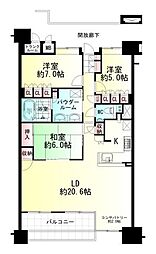 サンデュエル中山クレシェール 3LDKの間取図画像