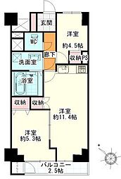北山ハイツ 2LDKの間取図画像