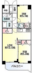 ライオンズマンション北仙台 2LDKの間取図画像