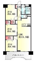 チサンマンション支倉 3LDKの間取図画像