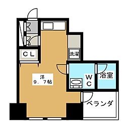 コンフォリア愛宕 5階ワンルームの間取り