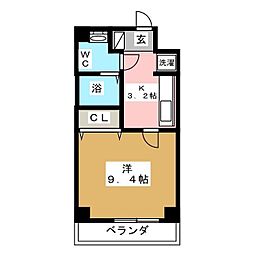 ラフィネ築地 3階1Kの間取り