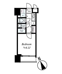 ガリシア銀座イースト 4階1Kの間取り