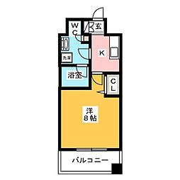 レジディア築地 1Kの間取図画像