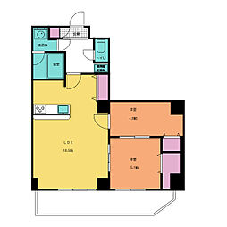 アルファコート亀戸2 2階2LDKの間取り