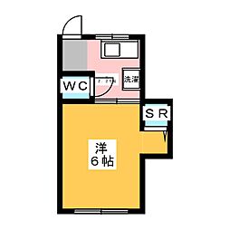 千草荘 2階1Kの間取り