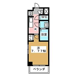 カーサヴェルデ 3階1Kの間取り