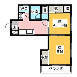 小倉ビル 2Kの間取図画像