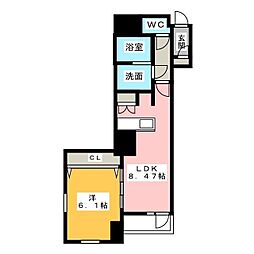 プレール・ドゥーク錦糸公園前 1LDKの間取図画像