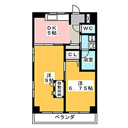 第3TKKレジデンス 2DKの間取図画像
