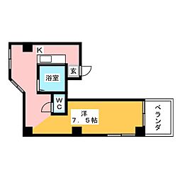 MKファーストビル ワンルームの間取図画像