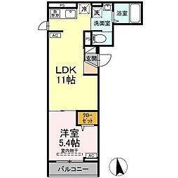 セレスティア東向島 2階1LDKの間取り