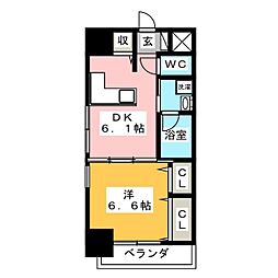 コモドール雷門 1DKの間取図画像