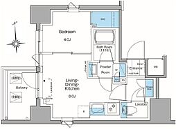 ルフォンプログレ田原町 1LDKの間取図画像