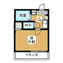 プレミアリラガーデン 1Kの間取図画像