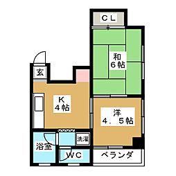 コーポイシイ 2Kの間取図画像