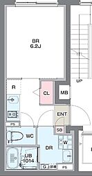 コンポジット清澄ウエスト 1階1Kの間取り
