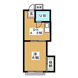都営大江戸線 清澄白河駅 徒歩6分の賃貸マンション 4階1DKの間取り