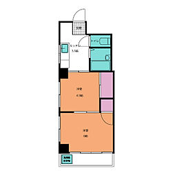 吉田ビル 2Kの間取図画像