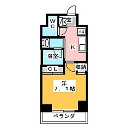 バウスフラッツ住吉 1Kの間取図画像