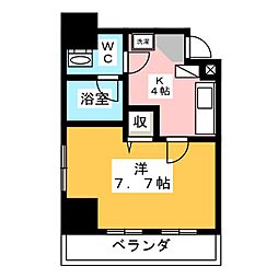 ライズ 1Kの間取図画像