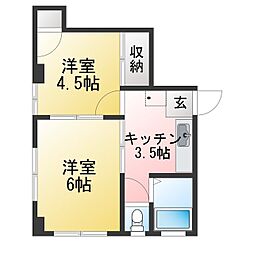 坪田ビル 2Kの間取図画像