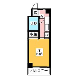 リバーハイツ小林 1Kの間取図画像