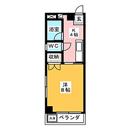 杉浦ビル 1Kの間取図画像