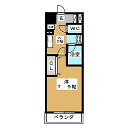 レジディア本郷菊坂プレイス 4階1Kの間取り