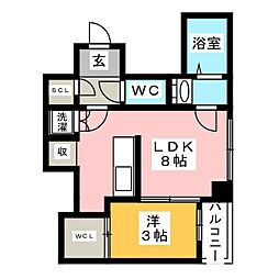 レジディア神田 1LDKの間取図画像