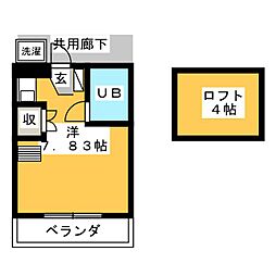 ラミアールef 2階ワンルームの間取り