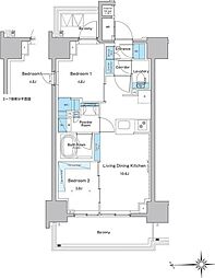 ルフォンプログレ門前仲町プレミア 7階2LDKの間取り