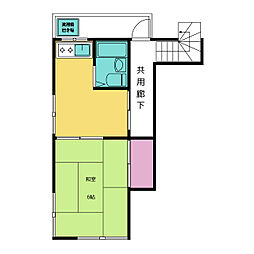 佐久間荘 2階1DKの間取り