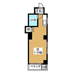 ハイツよつば 4階ワンルームの間取り
