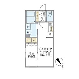 プラティーク清澄庭園 1DKの間取図画像