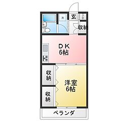 メイプル森戸 1DKの間取図画像