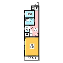 M.K.ビューテラス 1Kの間取図画像