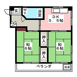マンションはまよし 2DKの間取図画像