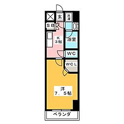 KDXレジデンス豊洲 1Kの間取図画像
