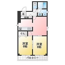 リバーハイツ門前仲町 2DKの間取図画像