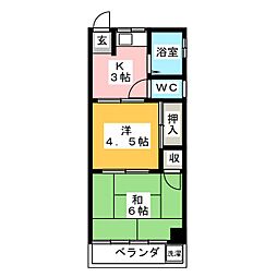 文化ハイツ 2Kの間取図画像