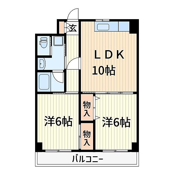 フクロクハイマンション2号館 302｜埼玉県川口市幸町１丁目(賃貸マンション2LDK・3階・48.36㎡)の写真 その2