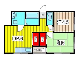 セント・ビル 2階2DKの間取り