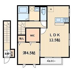 ロート　パルーデ 2階1LDKの間取り