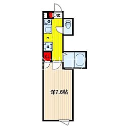 ヴィラ川口西青木 3階1Kの間取り