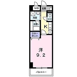 グロースリング 3階1Kの間取り