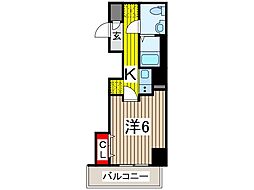 アルファコート蕨5 2階1Kの間取り