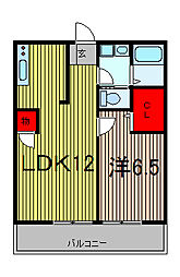 レルム 1階1LDKの間取り
