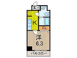 SS.アドヴァンス西川口 2階1Kの間取り